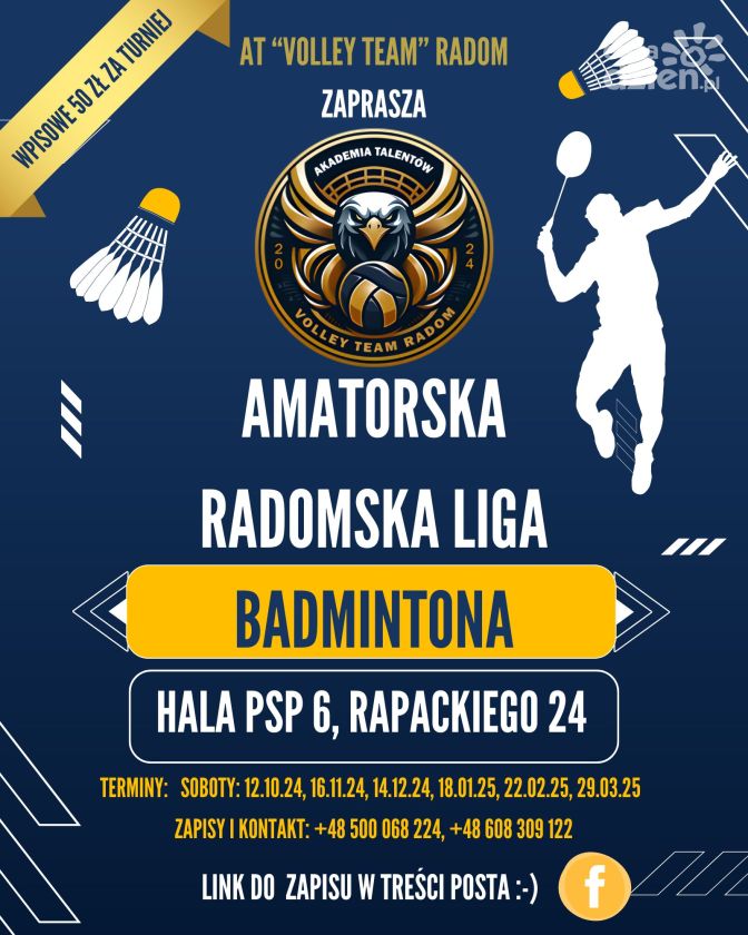 Rusza Amatorska Radomska Liga Badmintona. Zapisy trwają