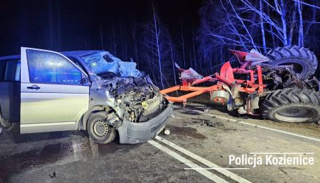 Zderzenie volkswagena z ciągnikiem rolniczym