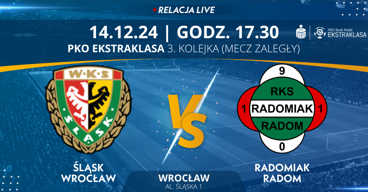 Śląsk Wrocław - Radomiak Radom (relacja LIVE)