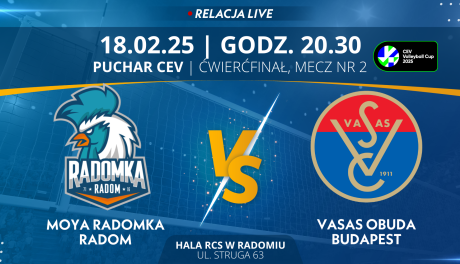 Moya Radomka Radom - Vasas Obuda Budapest (relacja LIVE)