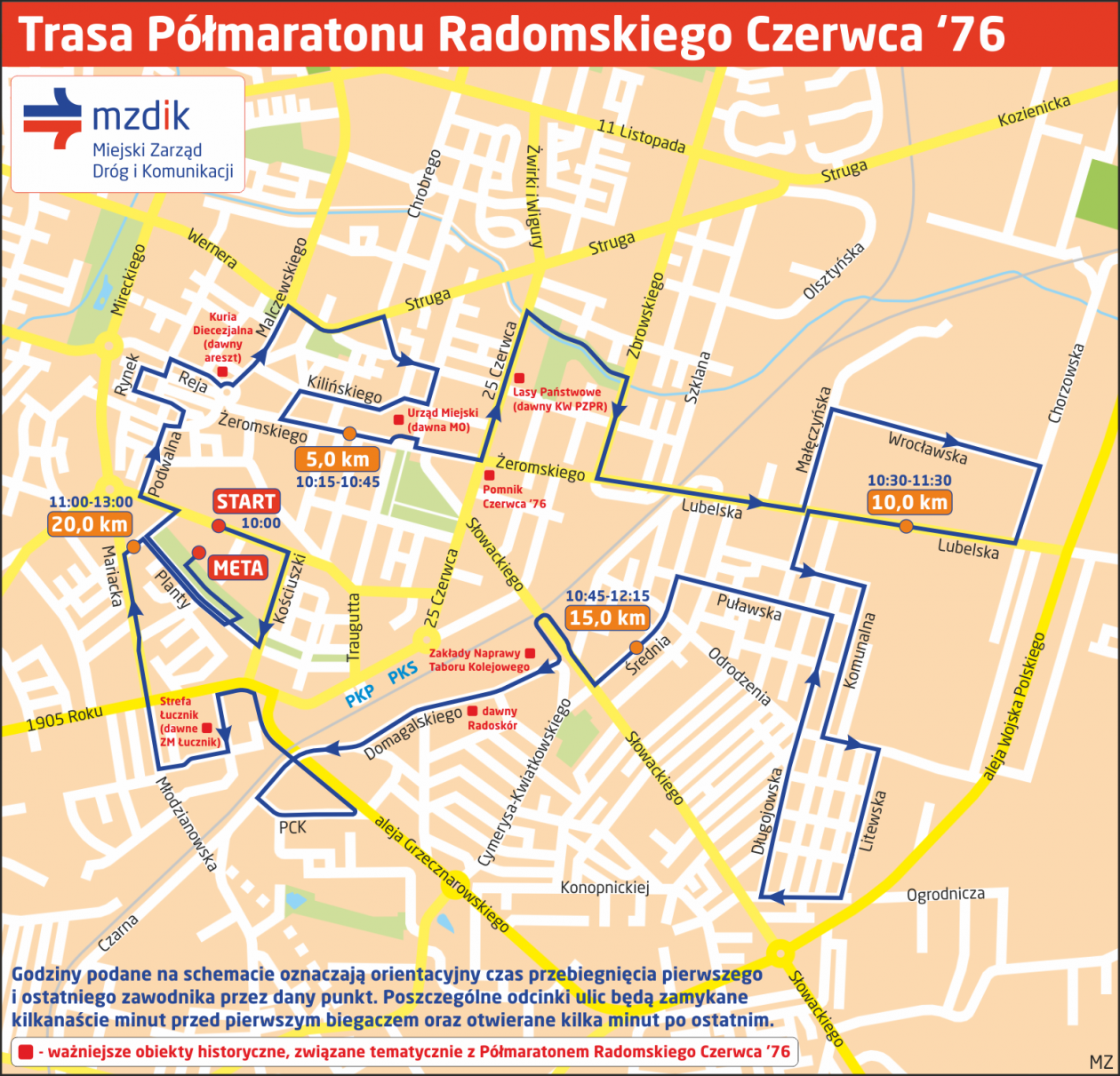 Objazdy podczas półmaratonu Czerwca